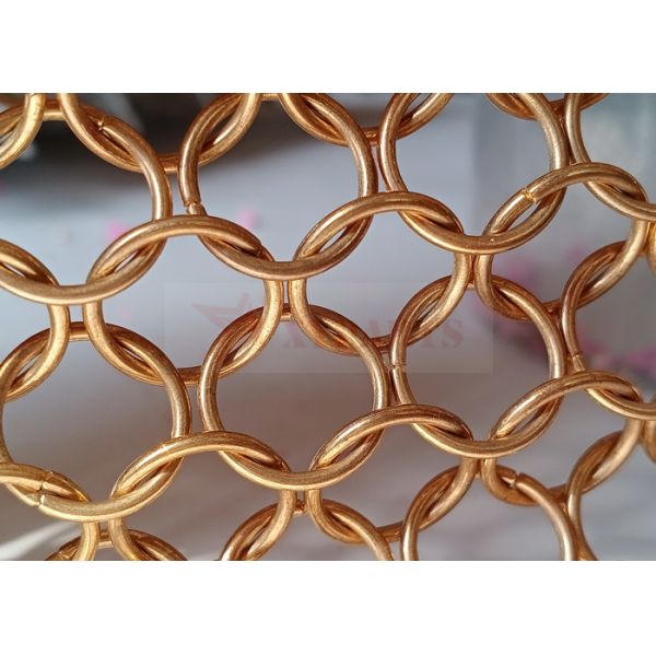 Gold Color Stainless Steel 12mm Ring Mesh Curtain Indoors And Outdoors