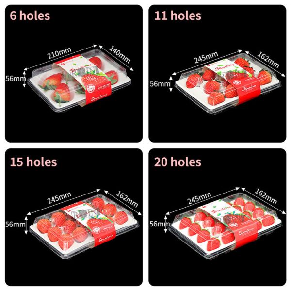 Strawberry Disposable Fruit Salad Containers Transparent PET With Inner Tray