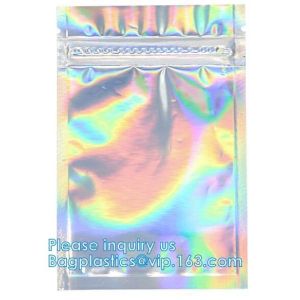 Bagease pack Recloseable Transparent Front Holographic Stand Up Pouch / Plastic