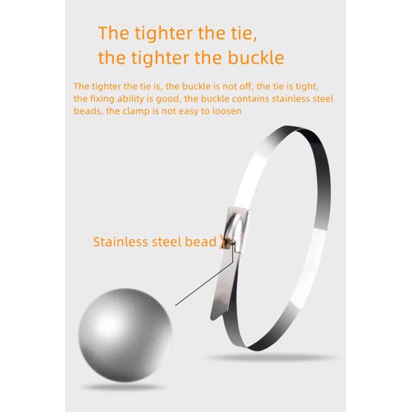 SS 304 Reusable Metal Cable Ties 4.5*550mm OEM