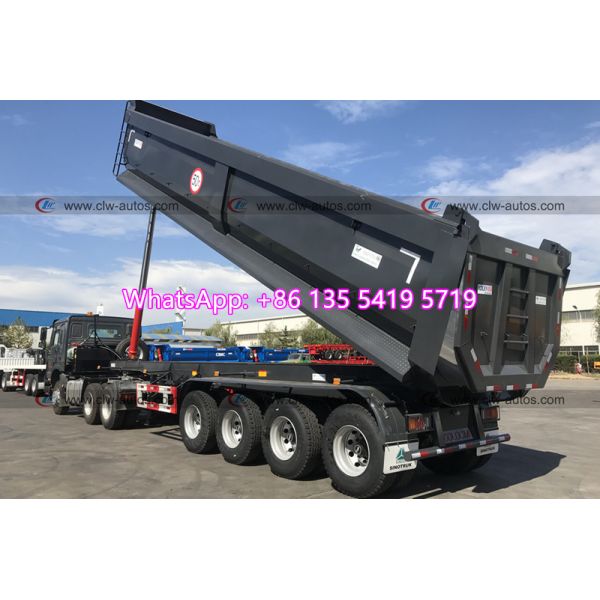 Front Axle Liftable 50t 60t Tipper Trailer With Air Bag Suspension