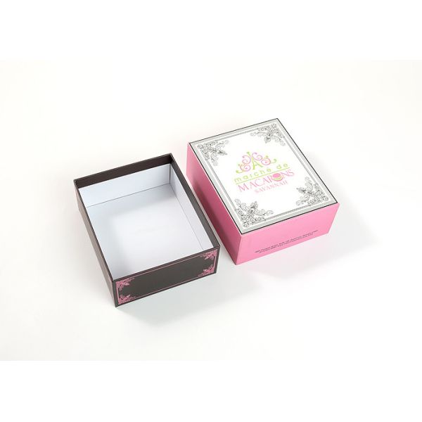 Custom Macaron Gift Box Paper Recyclable Chocolate Packaging With Plastic Lid