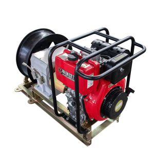 Single Drum Engine Driven Winch 110v Cable Pulling Winch 10 Ton Cable Puller