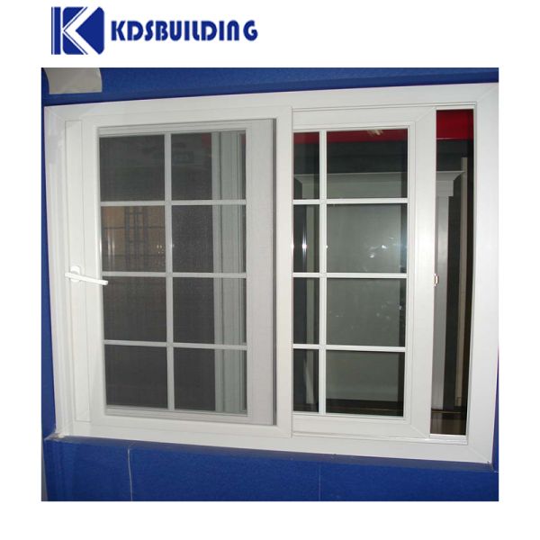 KDSBuilding Plastic Windows Pvc Sample Design Double Glaze Upvc Slide Window With Security grill