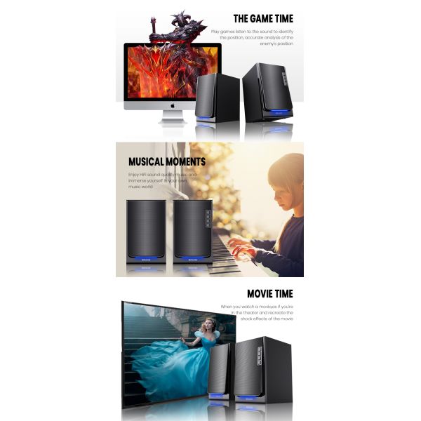 Desktop Speakers Wireless HiFi Wooden Black Bookshelf Speakers with Remote Control