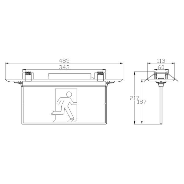 Indoor Outdoor Recessed Blade Emergency Light White 4W EGS4R