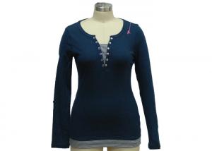 China Ladies Two In One Shirt Turn Up Long Sleeve With Plastic Button Fashion Casual Wear wholesale