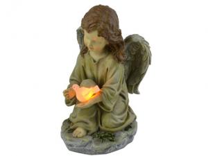China Resin 10.4 Inches Solar Led Angel Garden Stake Light on sale