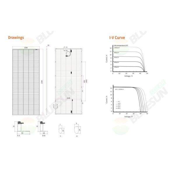 BLUESUN Best Supplier Solar Panels 550w 585w 600w Double Glass Shingled Solar Panel Solar Energy System Use