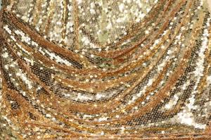 China Non Flipped Bridal Lace Fabrics Glitz Delicate 135cm Width With Gold Sequin wholesale