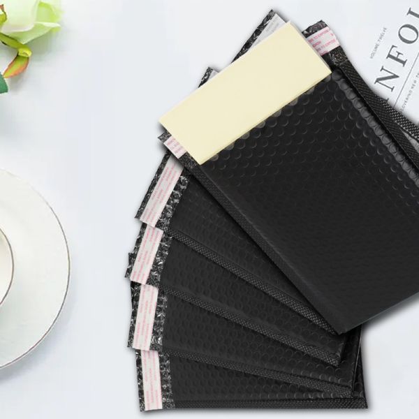 6x10 Black Bubble Poly Mailers Tear Resistant Clothing Packaging