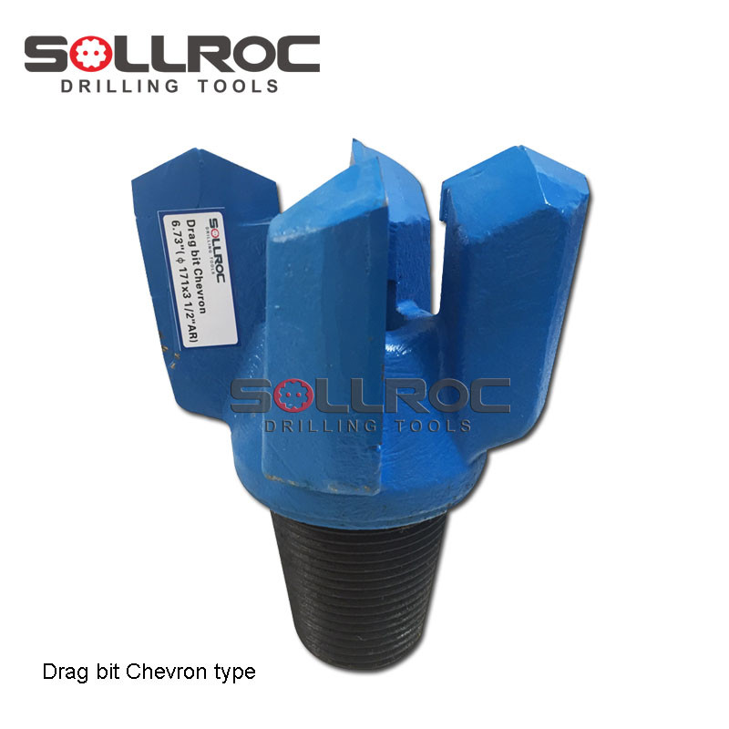 China 171mm 4 Wings Chveron Drag Bits With 3 1/2'' API REG Pin on sale