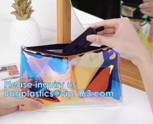 China DAZZLING HOLOGRAPHIC, TPU PVC Laser Cosmetic Bag, Makeup Organizer Bags, Jelly Purse, Hanging Toiletry wholesale