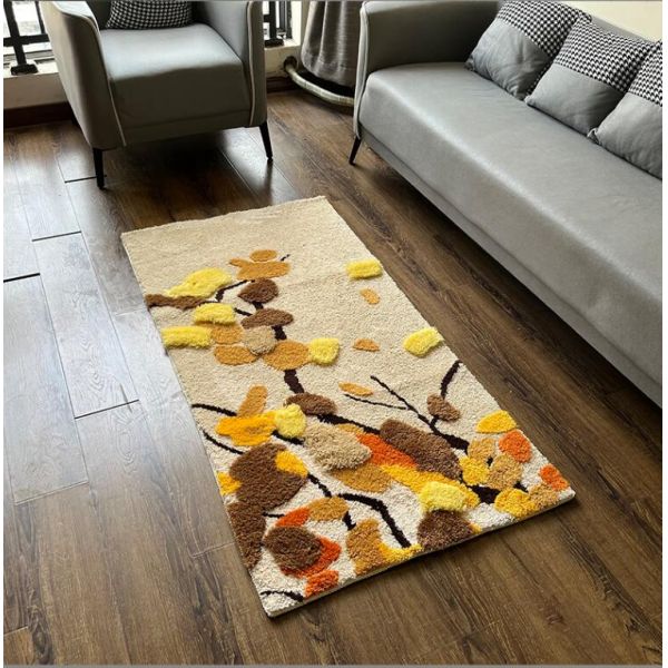 Flocking Round Bedroom Floor Carpet European Special Style 100*100cm