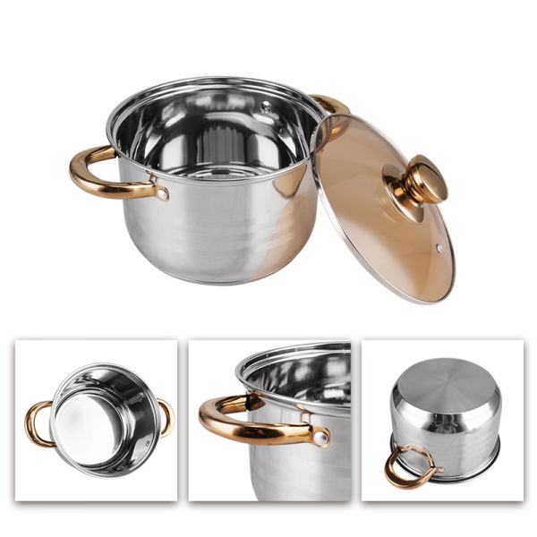 6pcs Cookware Set Stainless Steel 201 Kitchenware Cooking Milk Soup Pot Set