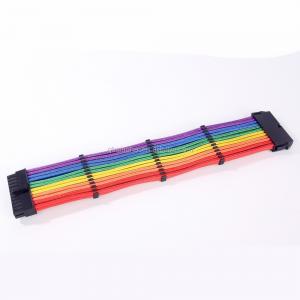 China 24 pin extension cable Colorful sleeve 24pin Male to 24pin Female ATX  Power Supply Extension Cable 30CM 18AWG rainbow on sale