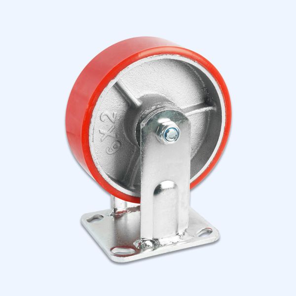 4 5 6 8 10 Inch Red PU Steel Iron Core Heavy Duty Caster Wheel