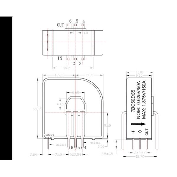 TBC-DS5 Closed Loop Hall Effect Current Sensor 6A to 50A Rated input