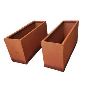 China Square Rusted Corten Flower Pot Metal Flower Planter For Garden / Yard wholesale