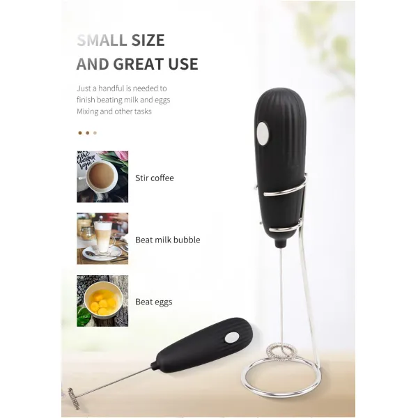 Coffee Mixer Blender Handheld Milk Frother With Rack Stainless Steel Whisk Head