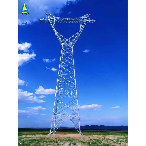 Power Transmission Tower Galvanized Steel 35m High Voltage Electric Grid Urban Areas Stable