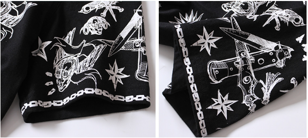 Fashional street hip hop style with skull printed wholesale men's oversize cotton t shirt