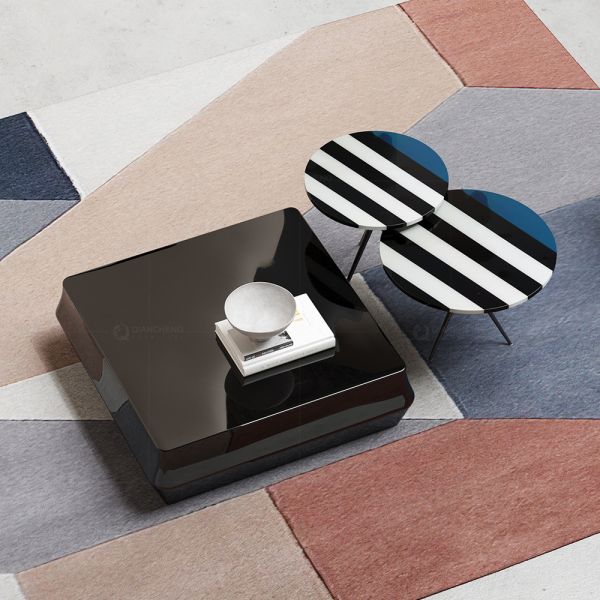 Quality Steel Metal Tempered Glass Office Coffee Table Square Shape for sale