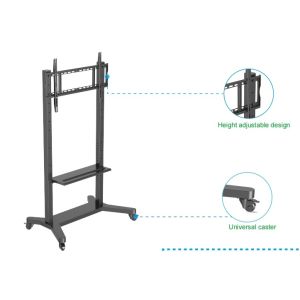 China 55"- 86" Adjustable Mobile TV Stand With Wheels, Compatibility For 43"-100" Flat/Curved Screens Up To 220 Lbs Steel Frame, 5 Height Options, Rolling wholesale