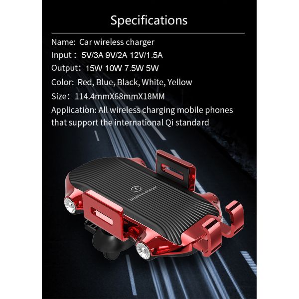 DOE 15W Fast Charging Qi Car Wireless Charger Holder