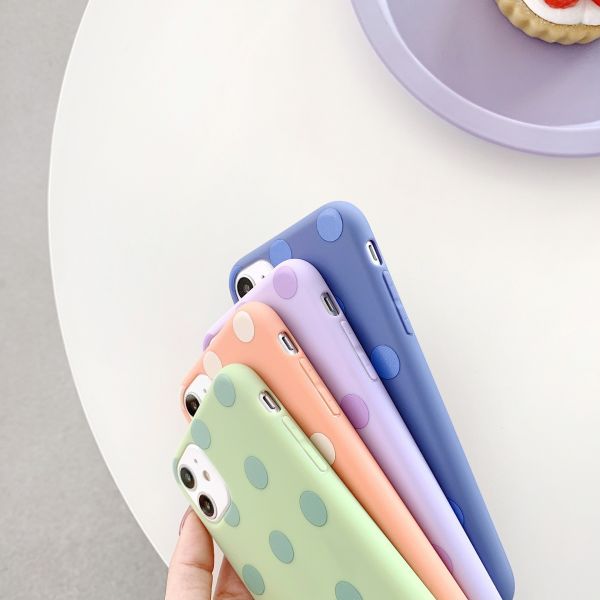 Candy TPU Dust Proof Polka Dot Phone Cases For Iphone 12