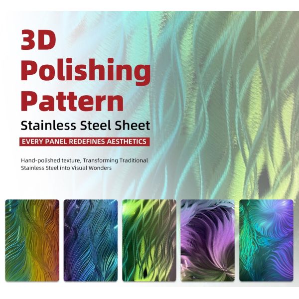 4X8 polished stainless steel sheet 304 mirror laser with color pattern 3d corrugated metal sheet texture