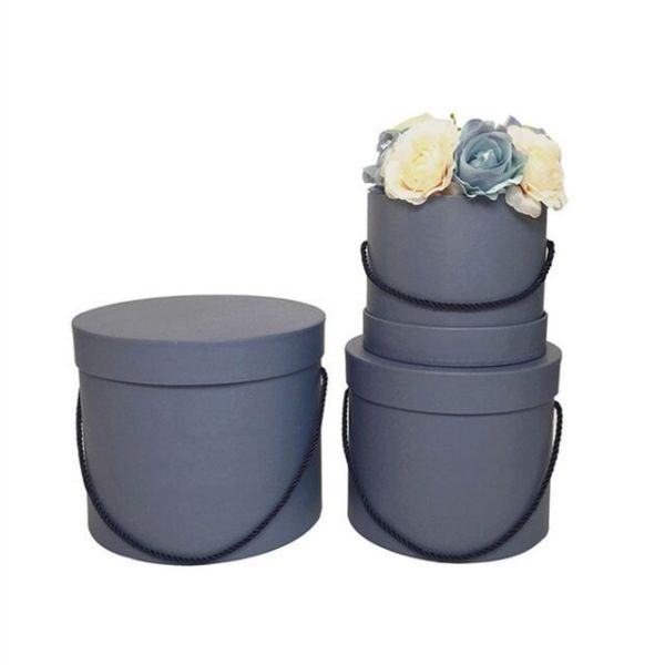 Different Color Custom Cardboard Gift Round Cylinder Bouquet Flower Box Packaging With Handle