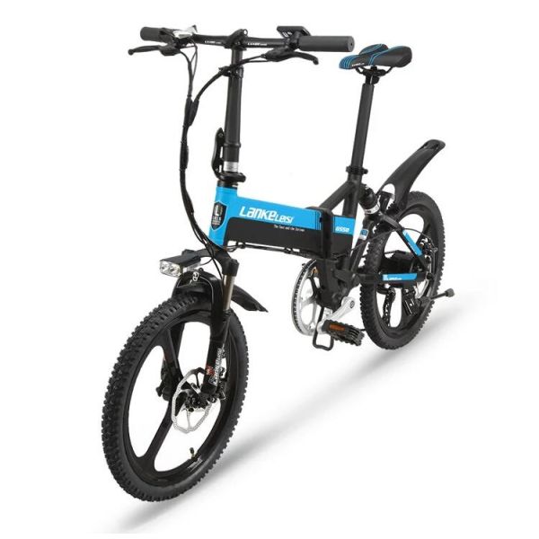 Integrated Wheel 20 Inch PAS Folding E Bike Full Suspension Frame
