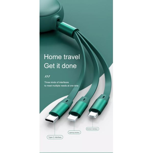Retractable 3 In 1 Micro USB Cable , 120cm Type C Data Cables ODM