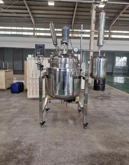 50L Stainless Steel Reactor Laboratory Double-Layer Chemical Reaction Vessel with Digital Display Device and Supporting Frame