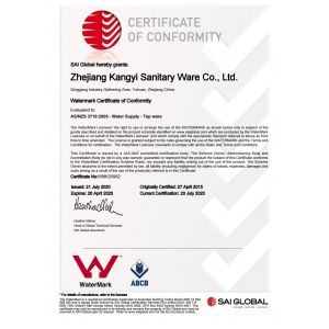 Zhejiang KANGYI Sanitary Ware Co., Ltd Certifications