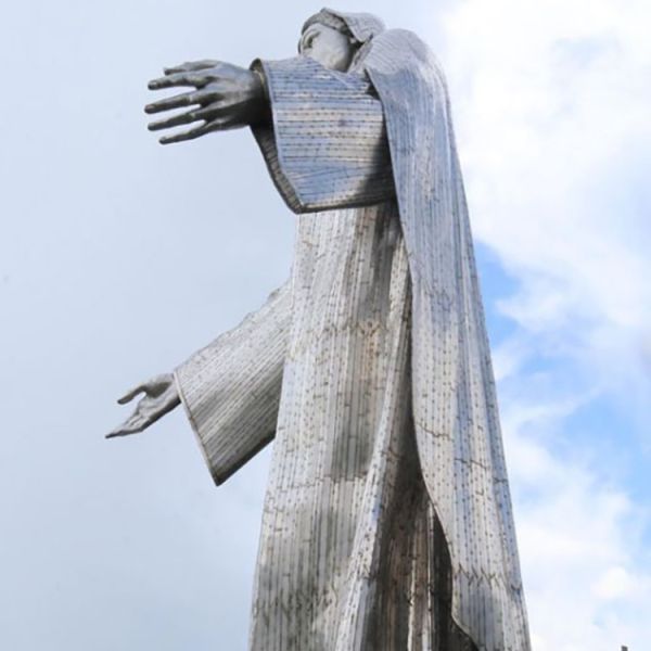 34 Feet Freestanding Outdoor Metal Sculpture Mary Religious Statue Hand Crafted