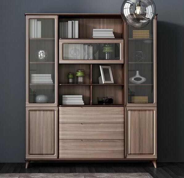 Home Study room Office Furniture American Walnut Wood Combined Bookcase with Shelves by Classic Nordic design