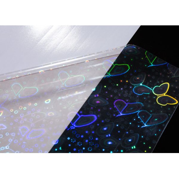 Holographic Butterfly Pattern Transparent Vinyl Cold Lamination Film Self-Adhesive, Easy Cold Lamination, Great for DIY Stickers