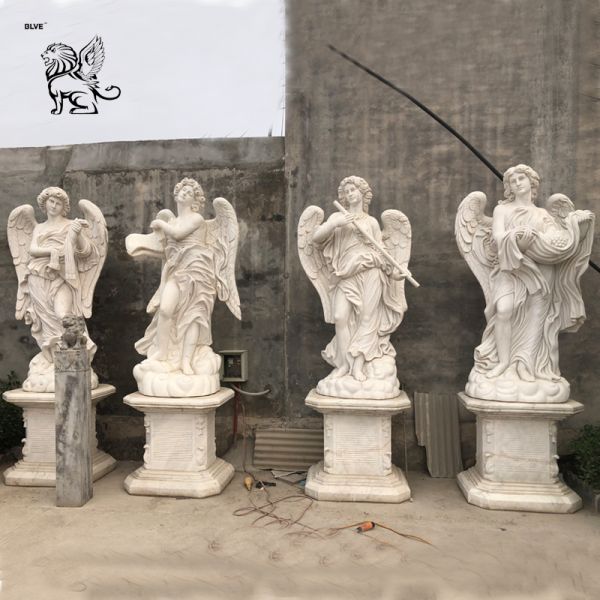 BLVE Four Seasons Marble Statues Life Size White Stone Goddess Angel Sculpture Garden Decoration Hand Carved