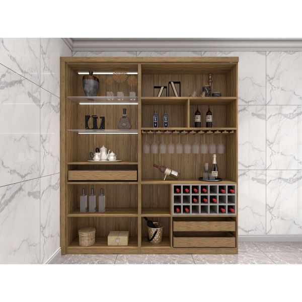 Home Bar Cabinet With Wine Storage Cabinets In Melamine Board With Acrylic Shelves And Wine Glass Rack