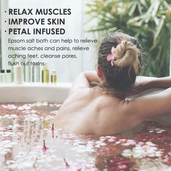 Spa Lavender Muscle Soak Bath Salts , Organic Rose Petal Bath Salts With Flower