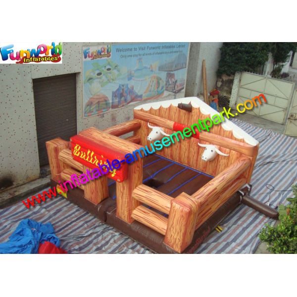 Thrilling Inflatable Mechanical Bull With Mattress / Inflatable Games Redeo Riding Bull Machine