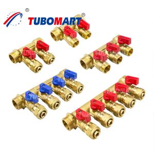 China 3 - 12 Outlets Brass Pex Manifold 1/2 Inch 150 Psi Pex Pipe Manifold System wholesale