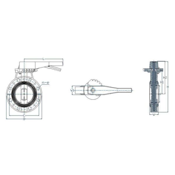 Plastic Dn150 PVC Butterfly Valve with Low Pressure Pn 1.6mpa Standard DIN ANSI JIS