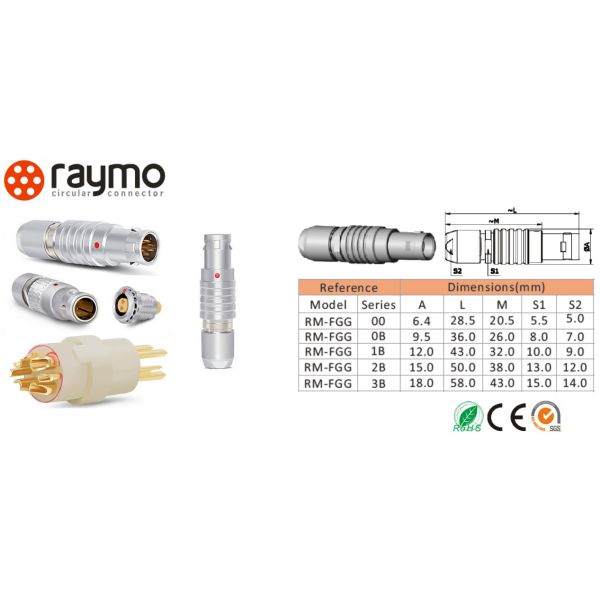 0.8m Cable Push Pull 5 pin circular connector For Mini Camera