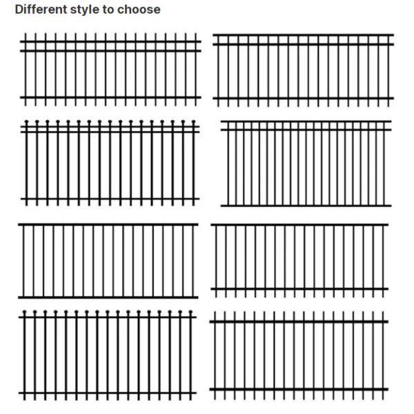 5'X8' Metal Tubular Steel Fence Black Outdoor Zinc Steel Fence