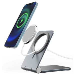 ODM Aluminum Alloy magsafe charger stand Adjustable desk phone holder
