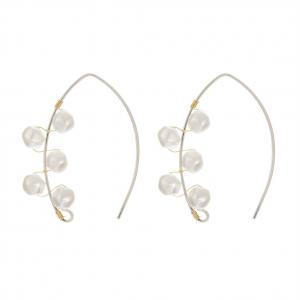 China Personalized White Pearl Stud Gold Plated Ear Clip Pearl Earrings Jewelry Custom wholesale