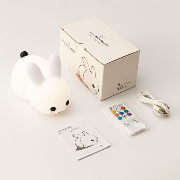 Rabbit Silicone Night Light For Kids 16 Color Changing Kids Night Light USB Baby Nursery Bedside Touch Lamp Night Lights